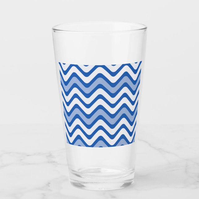 Copo De Pint Padrão Azul de Onda (Frente)