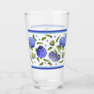 Copo De Pint Padrão Bordado de Hydrangeas Azuis