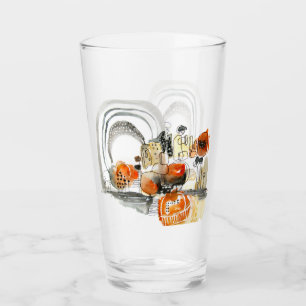 Copo De Pint Padrão de Abstração Moderno Laranja Padrão