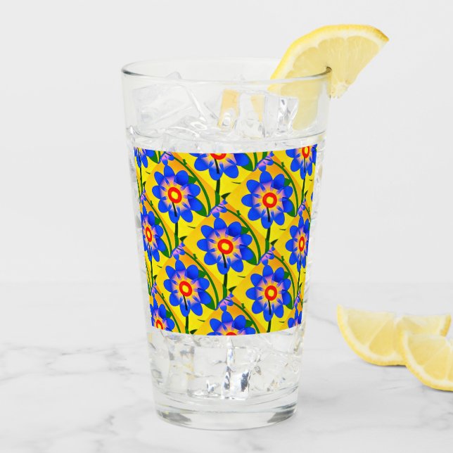 Copo De Pint Padrão de Flores de Abstrato Bonito (Gelo traseiro)