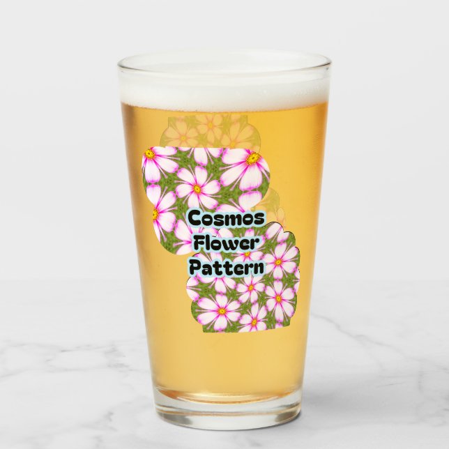 Copo De Pint Padrão de Flores do Cosmos (Frente (Preenchido))