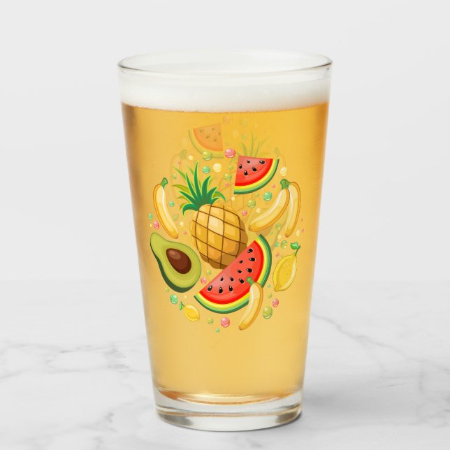 Copo De Pint Padrão de Frutas de Verão Fresco (Frente (Preenchido))