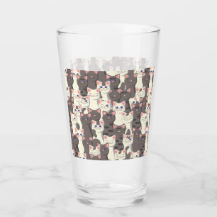 Copo De Pint Padrão de gatos brancos e cinzas