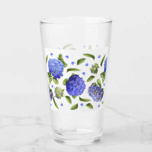 Copo De Pint Padrão de Hortênsias Azuis