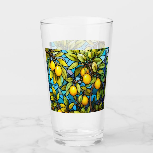 Copo De Pint Padrão De Vidro De Mancha, Árvore De Limão (Frente)