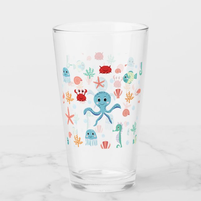 Copo De Pint Padrão do mundo do mar (Frente)