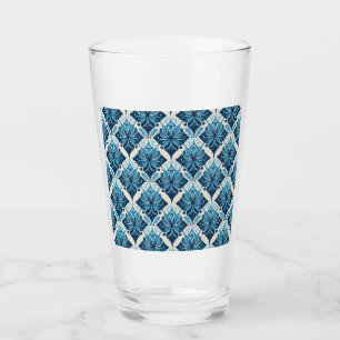 Copo De Pint Padrão Floral Boho Elegante em Azul