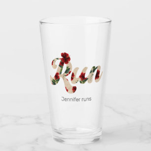Copo De Pint Padrão Floral Vermelho Rústico Vintage Tipo Retro