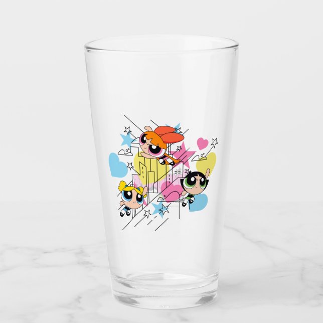 Copo De Pint Padrão Powerpuff Girls Townsville (Frente)