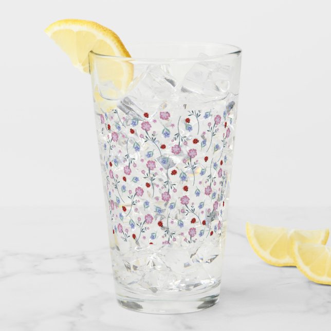 Copo De Pint Padrão Russo da Flor da Bolinhas de Ladybug (Gelo frontal)