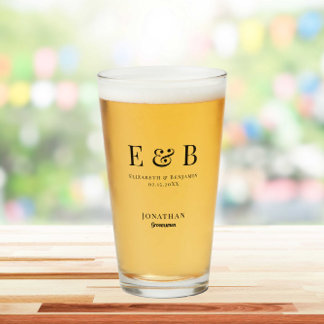 Copo De Pint Padrinho de casamento Monograma Presente Personali