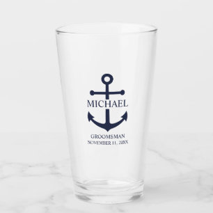 Copo De Pint Padrinhos de casamento Personalizados de Âncora Az