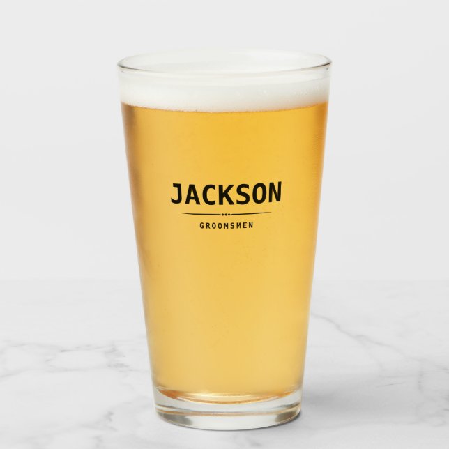 Copo De Pint Padrinhos de casamento Personalizados de Nome Simp (Frente (Preenchido))