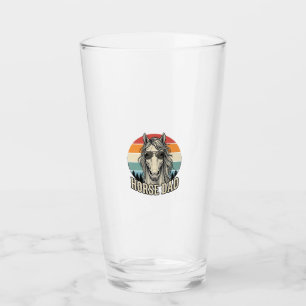 Copo De Pint Pai Cavalo Desenho Vetorial de Gravura do Pôr do S