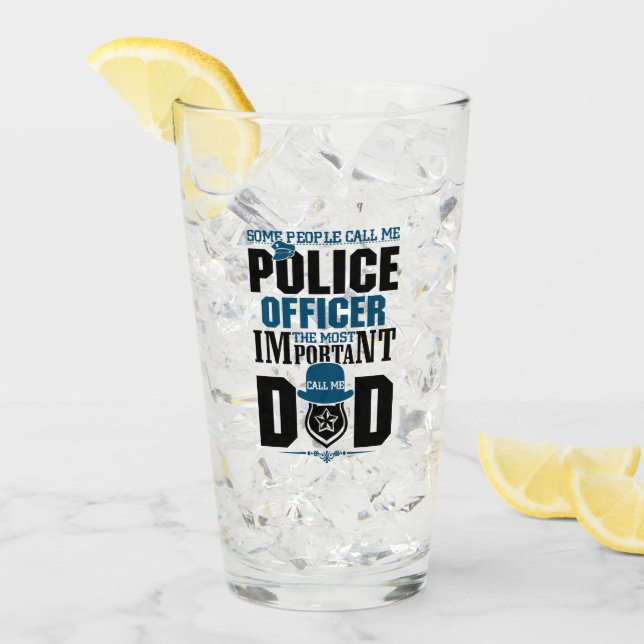 Copo De Pint Pai da Polícia | POLÍCIA | DIA DE OS PAIS (Gelo frontal)