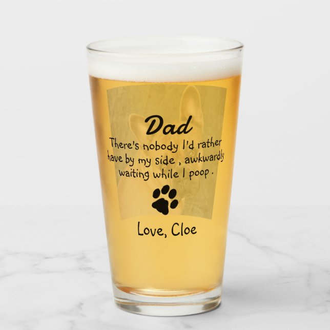 Copo De Pint Pai de Cachorro Personalizado Engraçado (Frente (Preenchido))