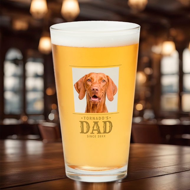 Copo De Pint Pai de Gato de Cão Presente Personalizado Pet Foto (Pet Dog Cat Dad Custom Photo Glass)
