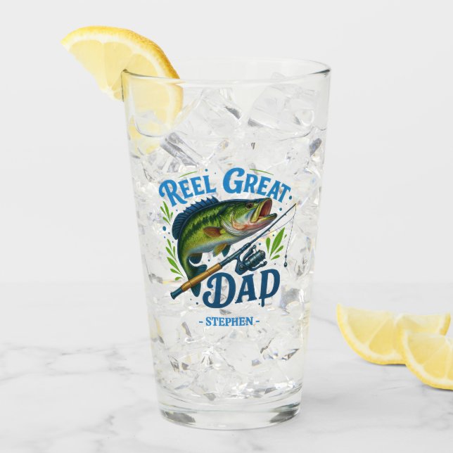 Copo De Pint Pai de rolo - Arco de pesca e Peixes (Gelo frontal)