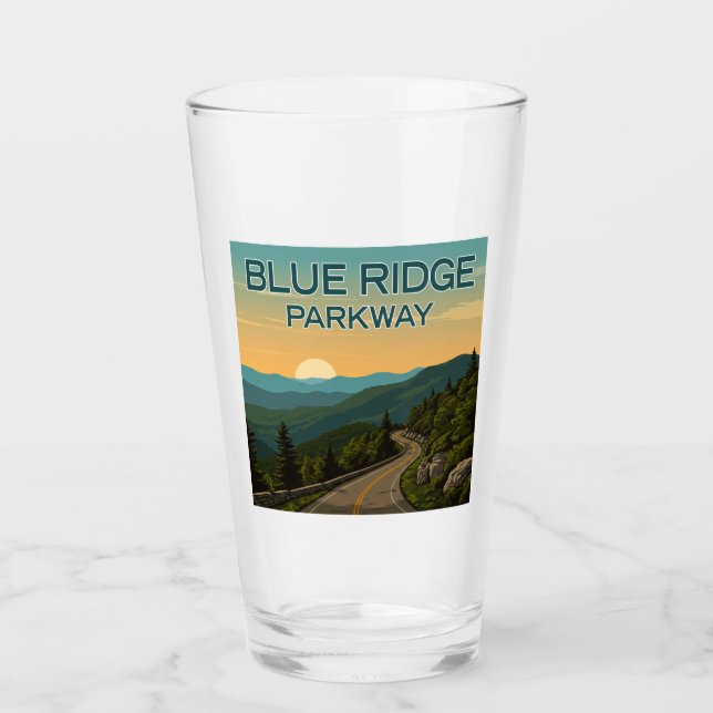 Copo De Pint Paisagem de Pista Azul (Frente)