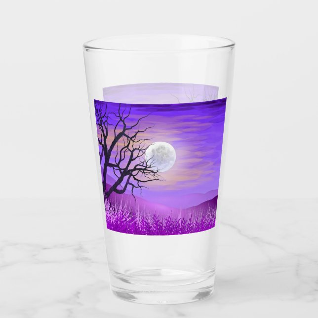 Copo De Pint Paisagem natural com fundo roxo (Frente)
