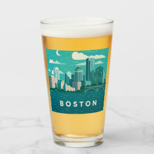 Copo De Pint Paisagem Noturna da Cidade de Massachusetts Cida