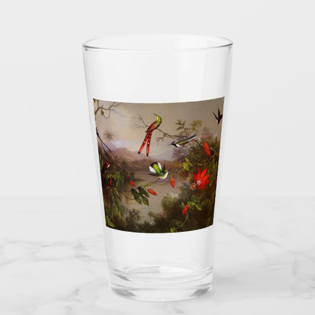 Copo De Pint Paisagem tropical com dez beija-flores (Frente)