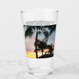 Copo De Pint Paisagem Tropical de Palms Sunset Fotografia