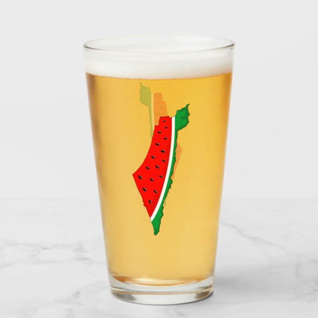 Copo De Pint Palestina - Mapa Watermelon - Símbolo da liberdade (Frente (Preenchido))