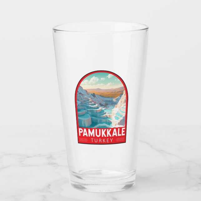 Copo De Pint Pamukkale Turkey Viagem Art Vintage (Frente)