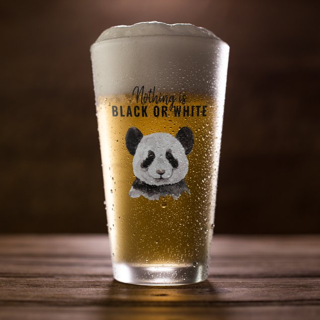 Copo De Pint Panda Negra E Branca Moderna Engraçada Com Citação (Criador carregado)