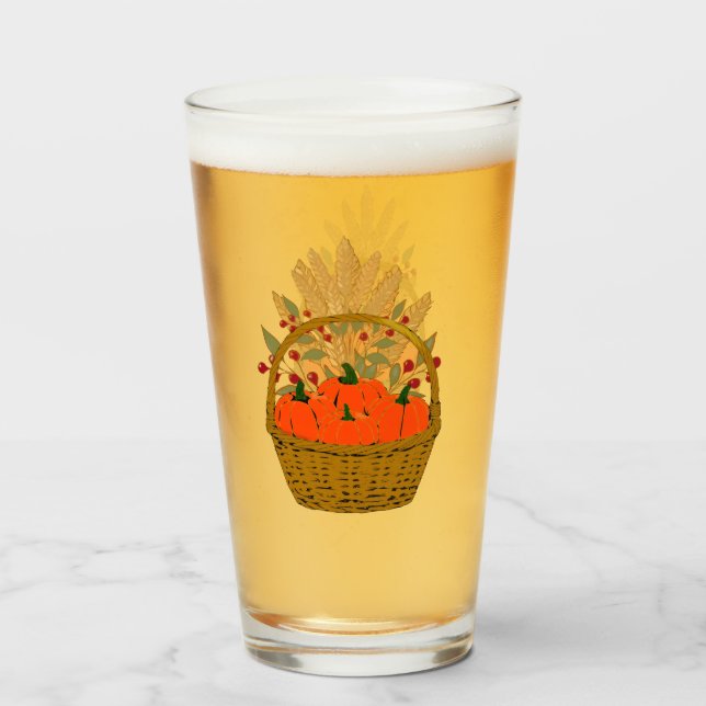 Copo De Pint 🎃 Panier de Citrouilles et Blé d'Automne (Frente (Preenchido))