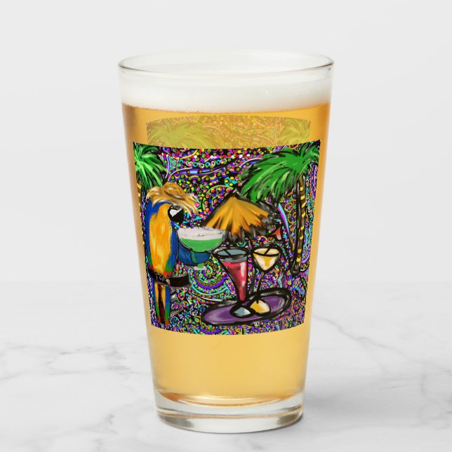 Copo De Pint Papagaio da Festa na Praia (Traseira (Preenchido))