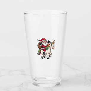 Copo De Pint Papai Noel de Natal Montando Unicórnio - Garotas d
