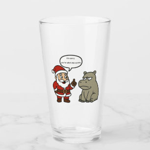 Copo De Pint Papai Noel e hipopótamo engraçados de Natal
