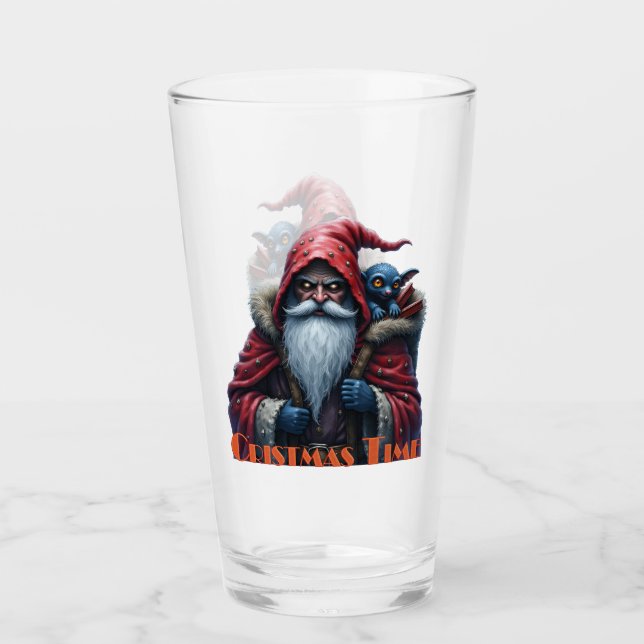 Copo De Pint Papai Noel Frostbite e seu duende travesso. (Frente)