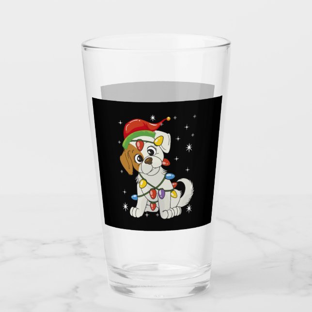 Copo De Pint Papais noeis da temporada do Natal Jack Russell Te (Frente)