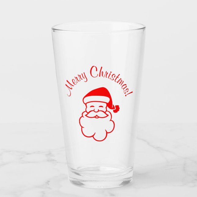 Copo De Pint Papais noeis de Natal Taça de Vidro Vermelho (Frente)
