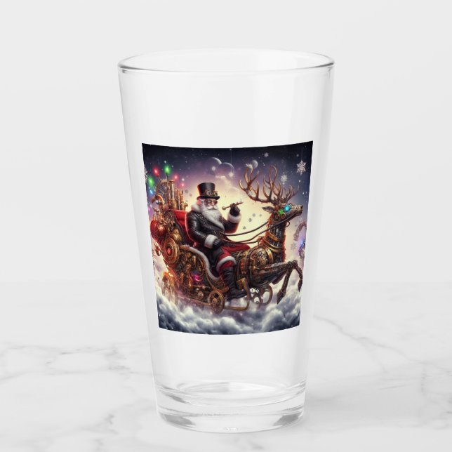 Copo De Pint Papais noeis/Estaleiro de renas Natal/Inverno (Frente)