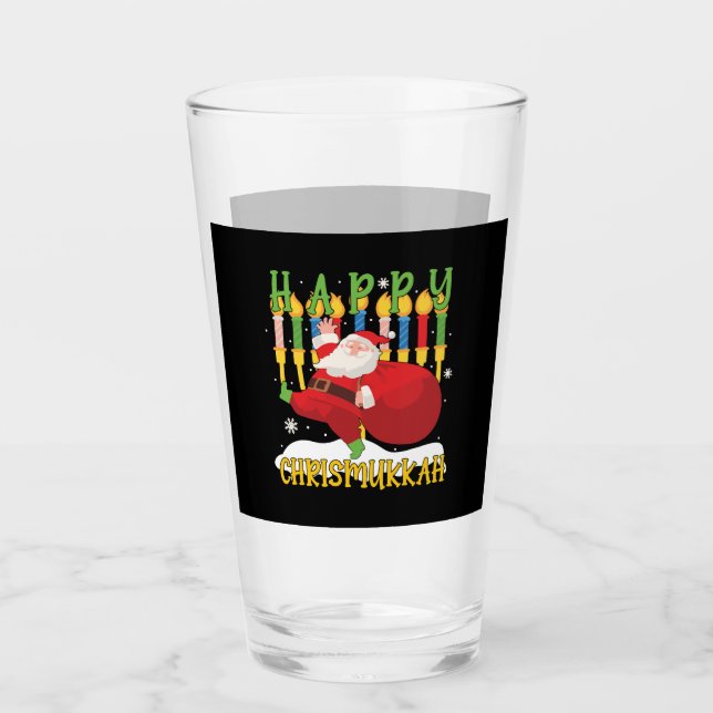 Copo De Pint Papais noeis Feliz Chrismukkah Engraçado Hanukkah  (Frente)
