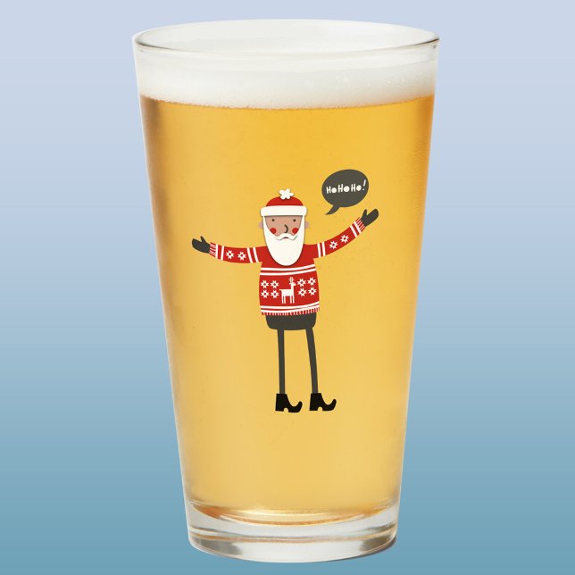 Copo De Pint Papais noeis hipsteres (Hipster Santa Claus in skinny jeans fun Christmass glass tumbler)