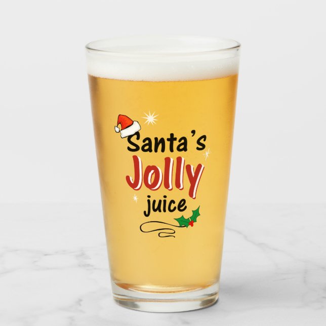 Copo De Pint Papais noeis Jolly Juice Christmas Beer Glass (Frente (Preenchido))