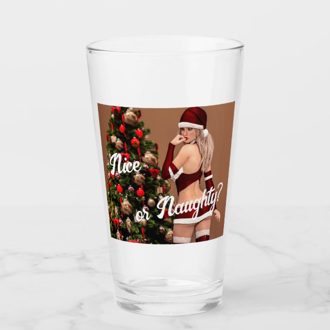 Copo De Pint Papais noeis Sexy Menina perto da Árvore de Natal (Frente)