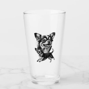 Copo De Pint Par de Chihuahua Encantador Animal Preto e Branco