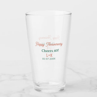 Copo De Pint Parabéns 40 feliz aniversário laranja verde nome d