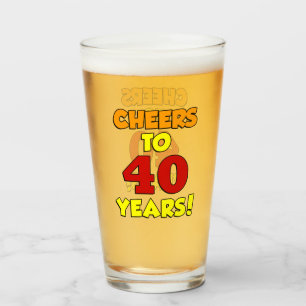 Copo De Pint Parabéns a 40 Anos de Vidro Colorido