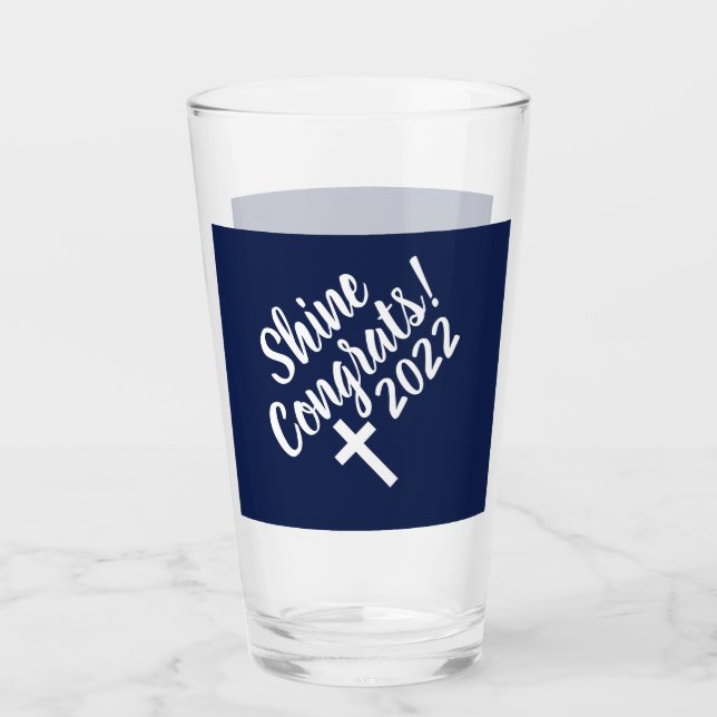 Copo De Pint Parabéns Azuis Escuros Bíblia de Graduação Verso (Frente)