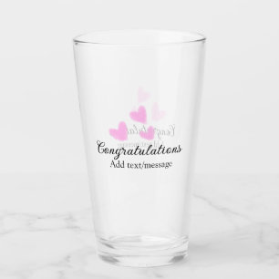 Copo De Pint Parabéns coração rosa formatura aquarela a