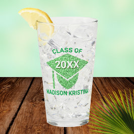 Copo De Pint Parabéns Elegantes do Boné Verde Glam Formando