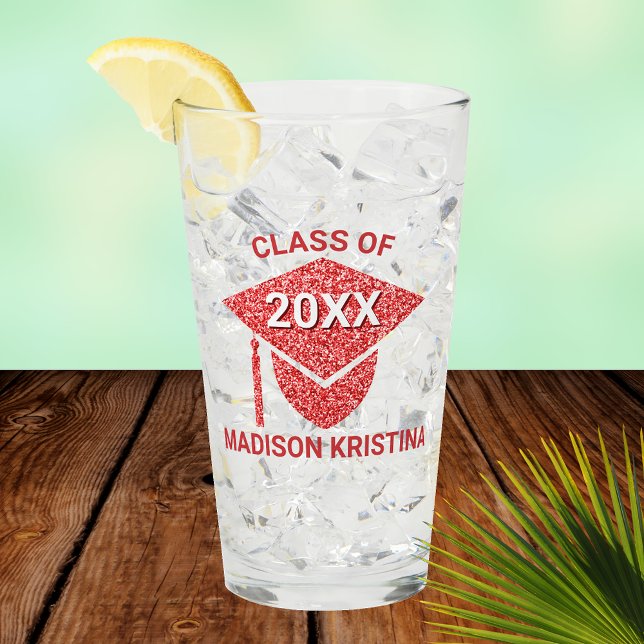 Copo De Pint Parabéns Elegantes do Boné Vermelho Formando Glam (Criador carregado)