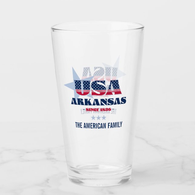Copo De Pint Parado Patriótico do Arkansas Personalizado (Frente)